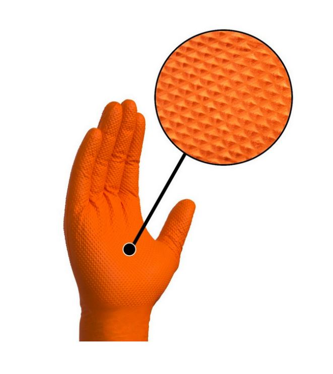 Guante Nitrilo Naranja 10gr texturizado (100ud) - Talla XL
