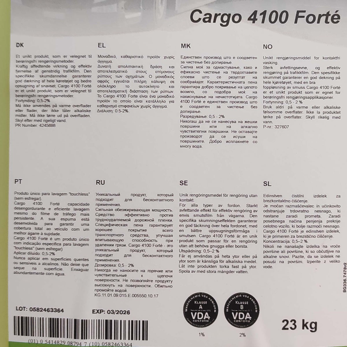KENOTEK CARGO 4100 FORTÉ 20L - Lavado sin frotar