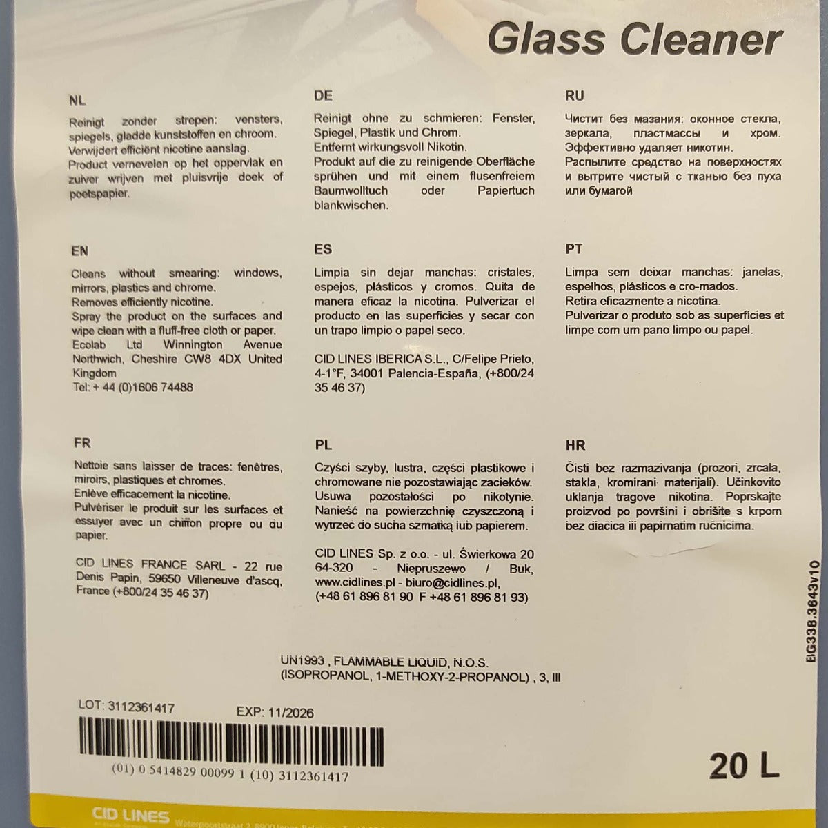 KENOTEK GLASS CLEANER 20 L