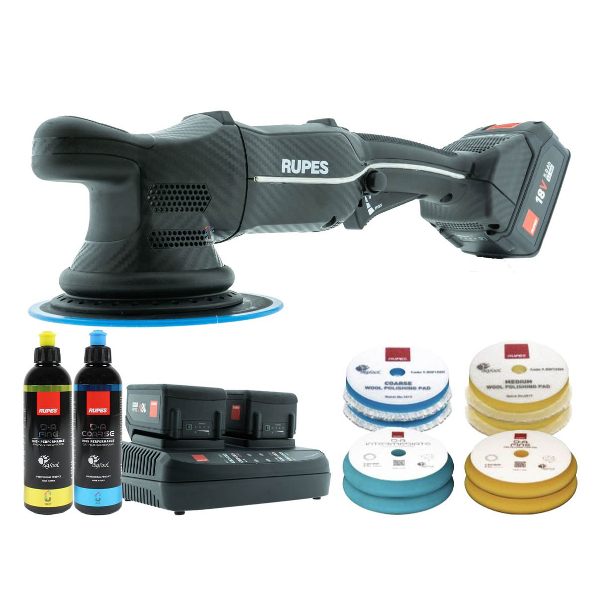 RUPES HLR21 IBRID BIGFOOT KIT BAS - Pulidora orbital con batería